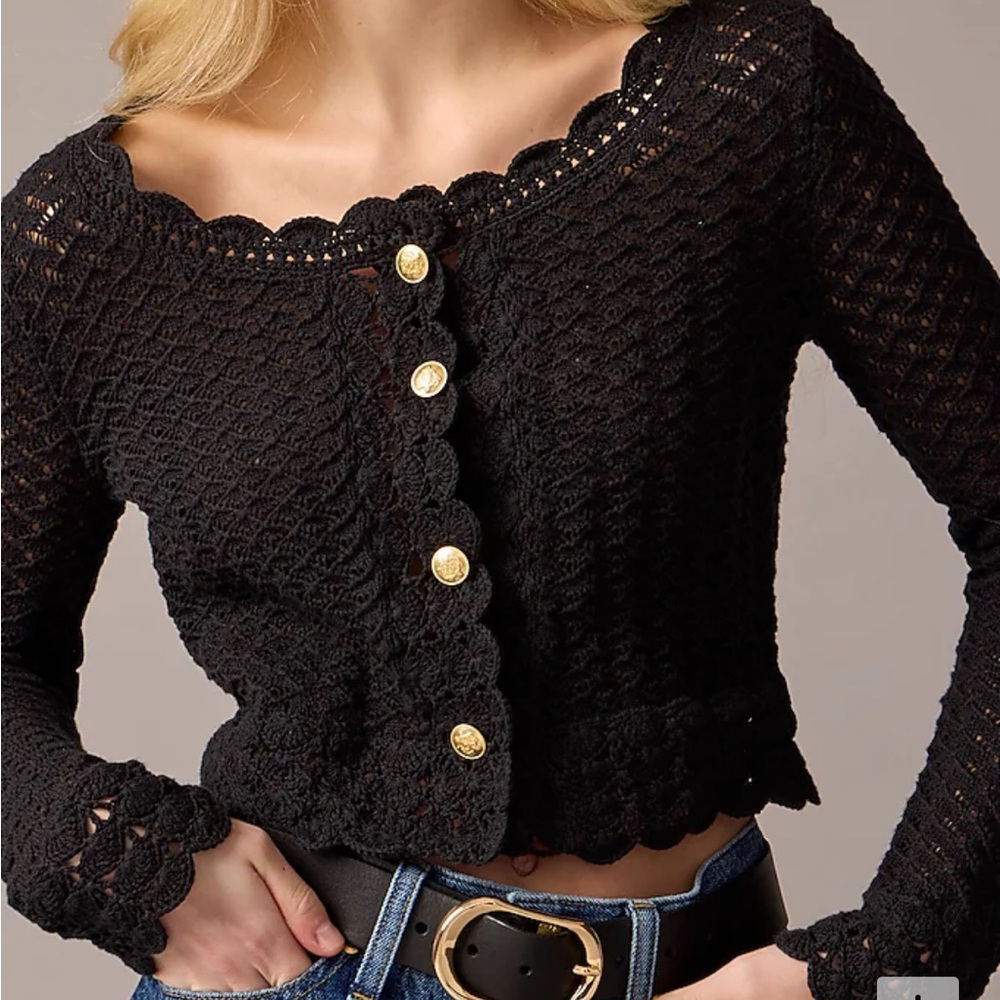 J Crew crochet cropped cardigan sweater